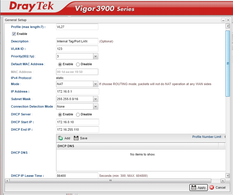DrayTek 3900 VLAN config