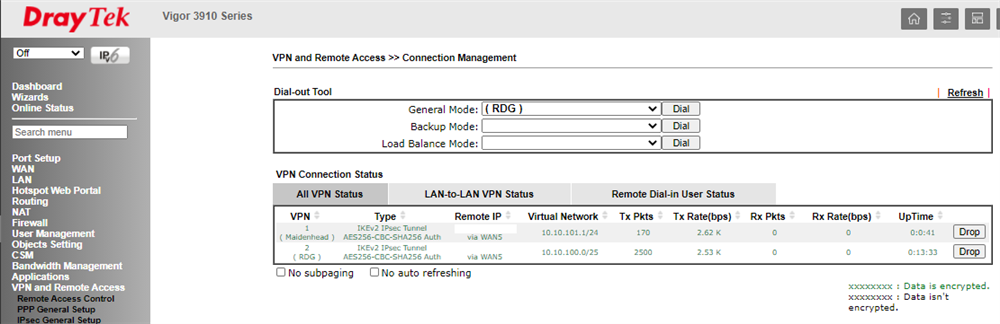 DrayTek 3910 VLAN VPN passes no traffic