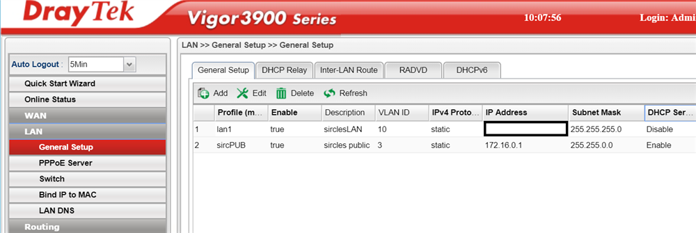 DrayTek Vigor 3900 new LAN set-up