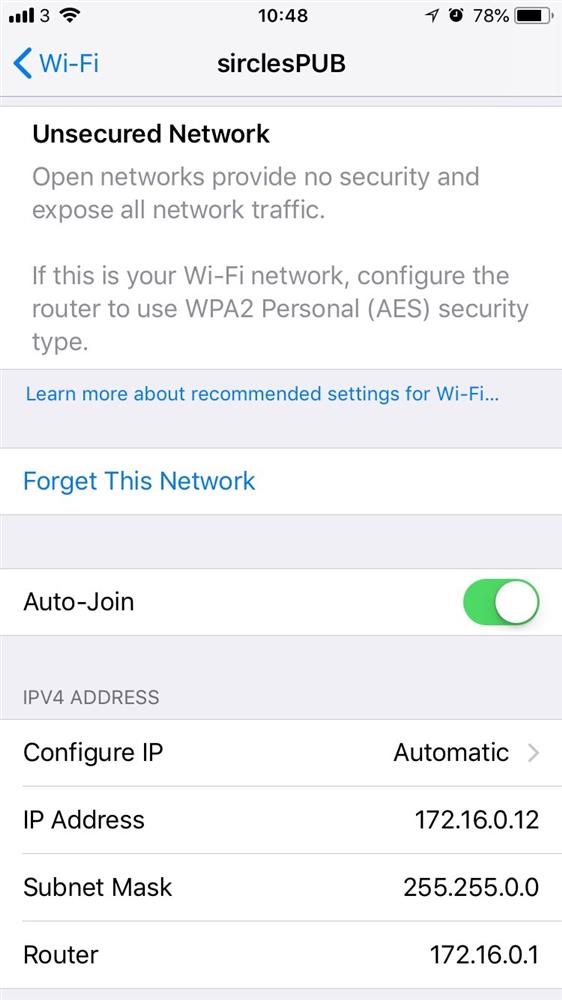Public Wi-Fi Mobile IP Address confirmation